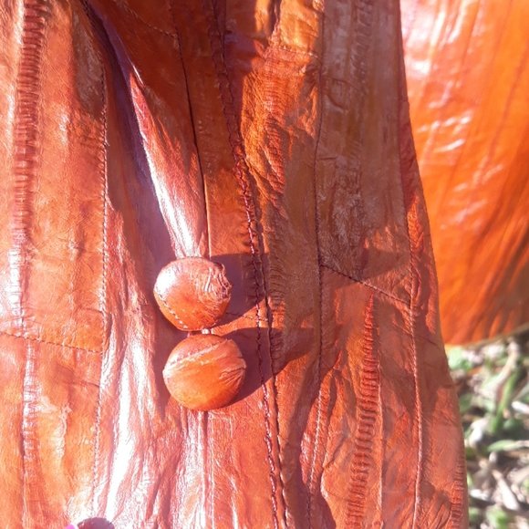 70s 80s vintage Eelskin Caramel Jacket Xs Small - Picture 8 of 8